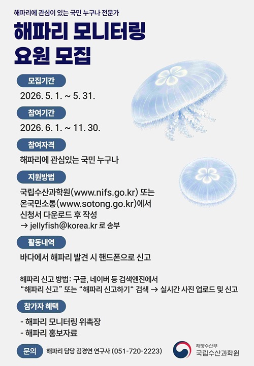2026년 해파리 시민 모니터링 모집